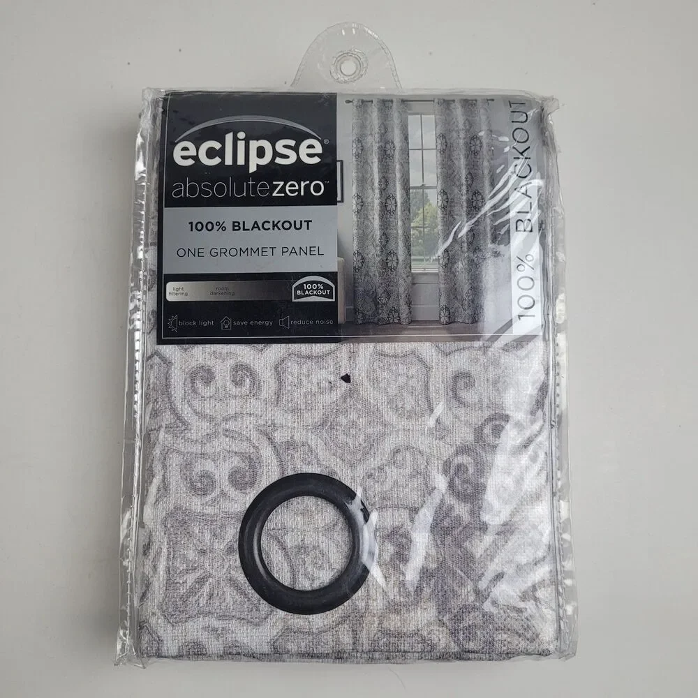 NEW Eclipse Medallion 'Taupe' Blackout grommet top curtain 40x84 #CT15